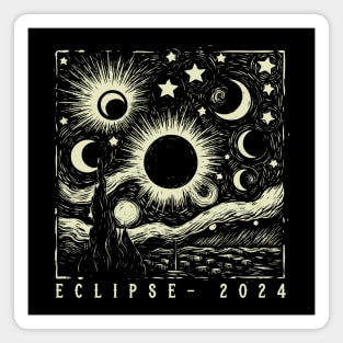 Eclipse 2024 //\\// Total Solar Eclipse Starry Night Magnet